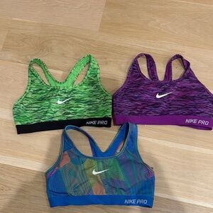 Nike Pro Colorful Sports Bra Trio size small
